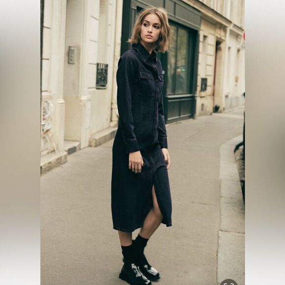 ZARA DENIM SHIRTDRESS ZW COLLECTION - Picture 1 of 5
